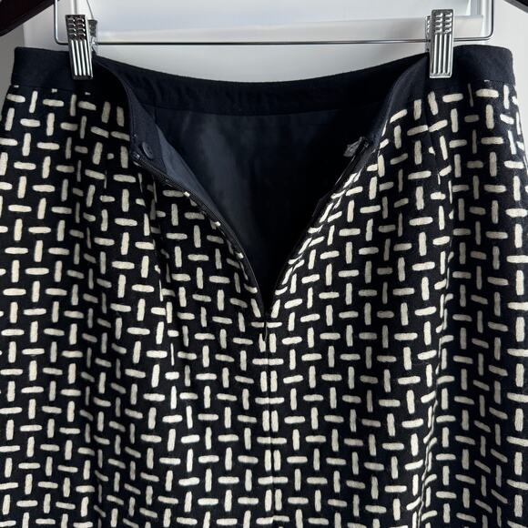 Vintage TALBOTS Skirt Womens 14 Black Cream 100% Wool Pockets Pencil Career - Picture 3 of 8